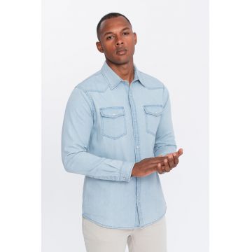 Camasa din material chambray cu capse