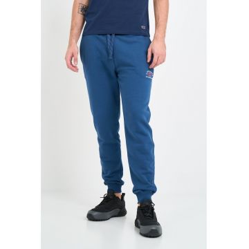 Pantaloni sport barbat cu buzunare si logo - Albastru -