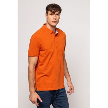 Tricou polo din bumbac cu model uni