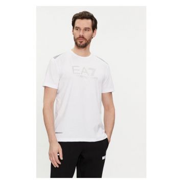 EA7 Tricou 3DPT29 PJULZ 1100 Alb Regular Fit - Poliester