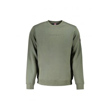 Bluza barbati fara fermoar cu imprimeu cu logo - Regular fit - Verde inchisjnjjk