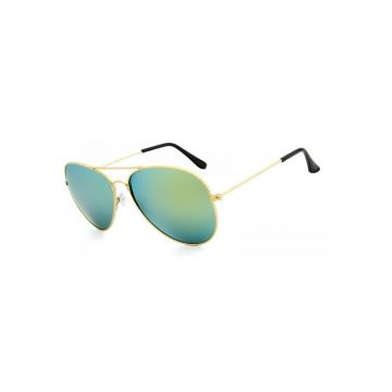 Ochelari de soare Aviator Verde cu reflexii cu Auriu - Polarizati