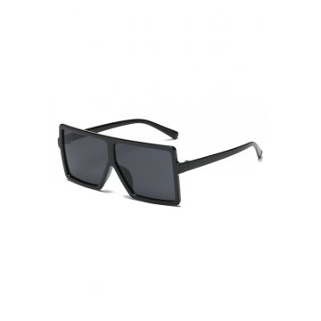 Ochelari de soare Rectangular Plat Supradimensionati Negru