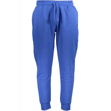 Pantaloni sport barbati cu bata elastica si logo albastru 47936