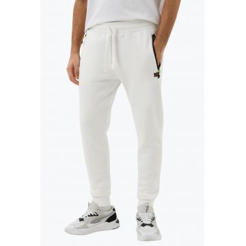 Pantaloni sport barbati cu talie elastica si snur alb