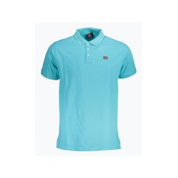 Tricou polo barbati cu logo - din bumbac - Azur