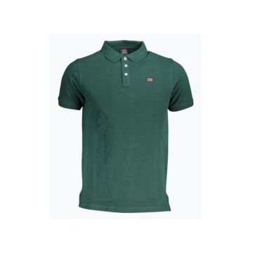 Tricou polo barbati cu logo - din bumbac - Verde inchis