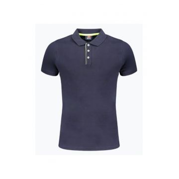 Tricou polo barbati din bumbac cu detalii contraste - Bleumarin inchis