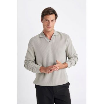 Bluza de trening polo cu aspect striat