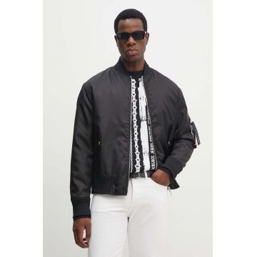 Versace Jeans Couture geaca bomber barbati, culoarea negru, de tranzitie, 77GAS405 CQD58