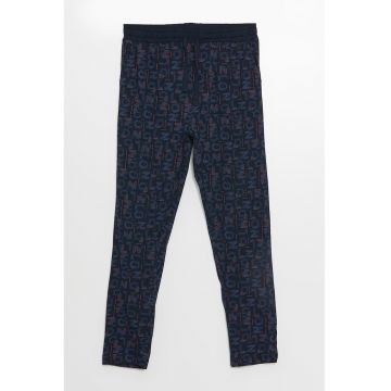 Pantaloni de pijama din bumbac cu imprimeu text