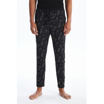 Pantaloni de pijama din bumbac cu imprimeu text