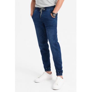 Pantaloni jogger din denim cu talie ajustabila