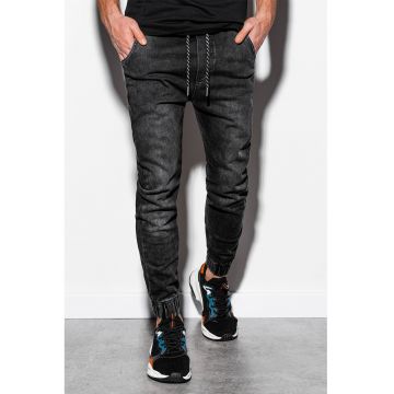 Pantaloni jogger din denim cu talie ajustabila