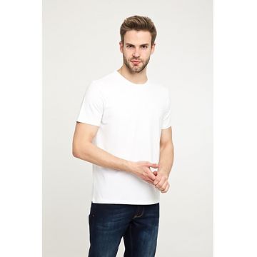 Tricou slim fit cu decolteu la baza gatului