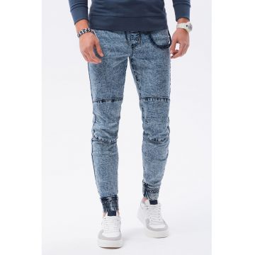 Blugi jogger slim fit cu aspect decolorat