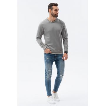 Bluza sport regular fit cu decolteu la baza gatului - Gri cenusiu -