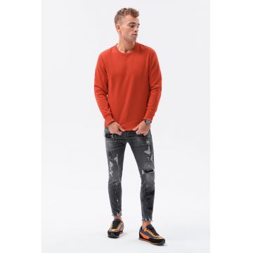 Bluza sport regular fit cu decolteu la baza gatului - Portocaliu stins -