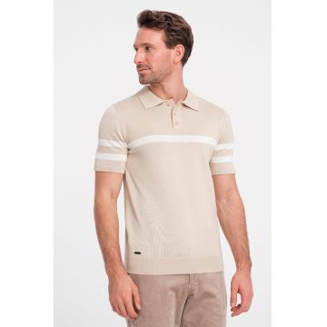 Tricou polo cu dungi contrastante