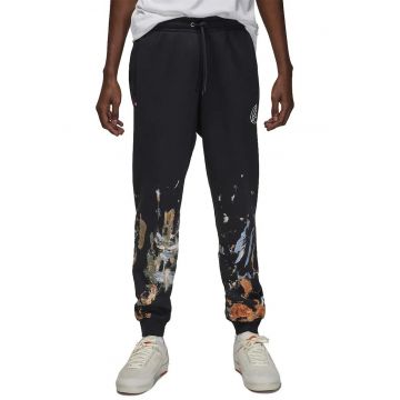 Pantaloni de trening cu talie medie si model abstract pentru baschet