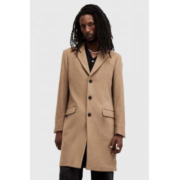 AllSaints palton din lana HAL COAT culoarea bej, de tranzitie, M005OZ