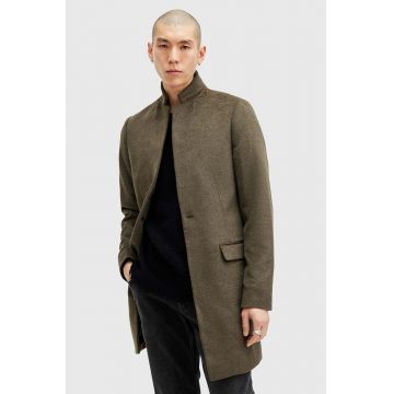 AllSaints palton din lana HARGROVE COAT culoarea verde, de tranzitie, M038OB