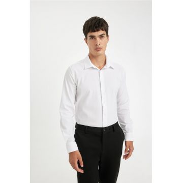 Camasa slim fit cu model uni