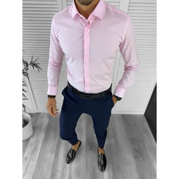 Camasa barbati roz slim fit 13006