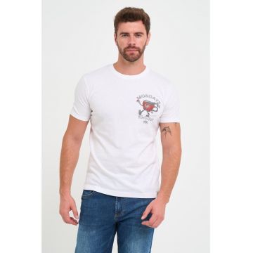 Tricou barbat cu imprimeu grafic - Alb