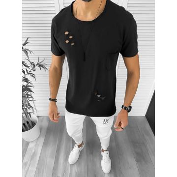 Tricou barbati negru slim fit 12995