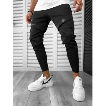 Pantaloni de trening conici negri 12967 P19-1.1