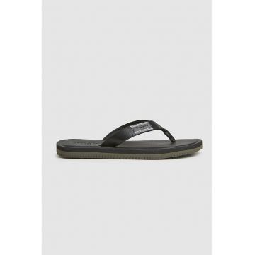 Papuci flip-flop de piele ecologica cu logo