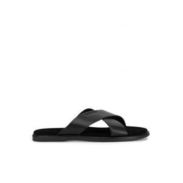 Slapi barbati - 85350 - Piele naturala - Negru