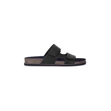 Slapi barbati - 590559 - Piele naturala - Negru -