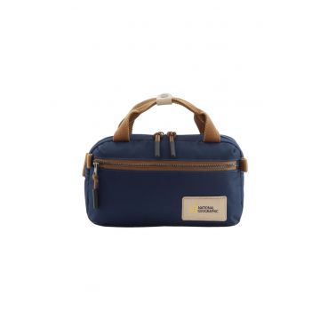 Geanta crossbody cu maner Legend - Poliester - 24 x 5 x 13.8 cm - Bleumarin/Maro