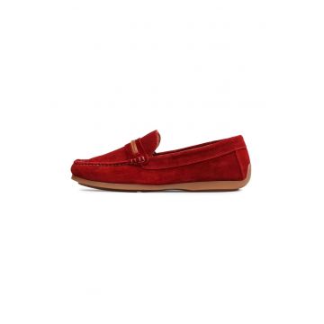 Mocasini barbati - 317501 - Piele intoarsa - Rosu inchis