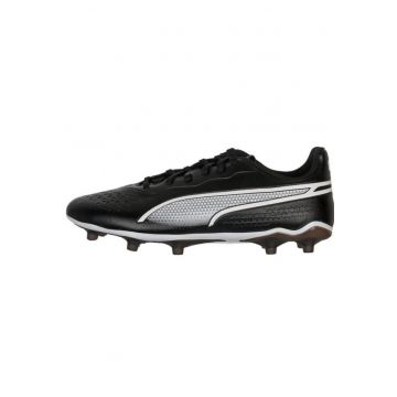 Ghete fotbal barbati - Piele naturala - Negru/Alb -