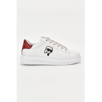 Pantofi sport din piele cu aplicatie cu Karl Lagerfeld