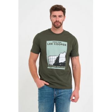 Tricou cu decolteu la baza gatului si imprimeu