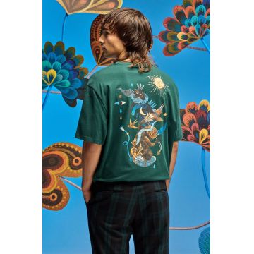 Medicine tricou din bumbac barbati, culoarea verde, cu imprimeu