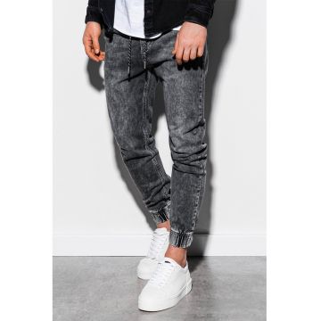 Pantaloni jogger din denim cu talie ajustabila