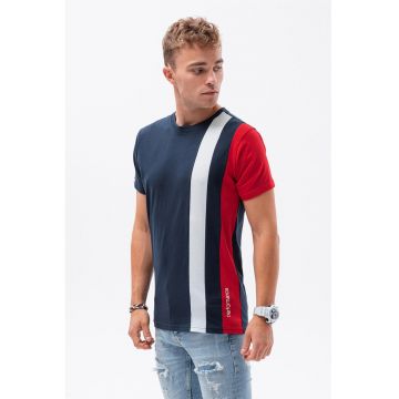 Tricou din bumbac cu model colorblock