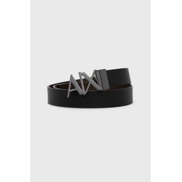 Armani Exchange Curea de piele bărbați, culoarea negru