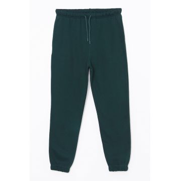 Pantaloni de trening din amestec de bumbac cu model uni