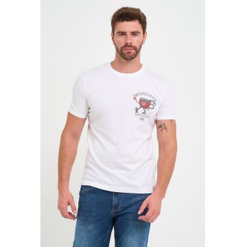 Tricou de bumbac cu decolteu la baza gatului