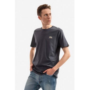 Alpha Industries tricou din bumbac bărbați, culoarea gri, cu imprimeu