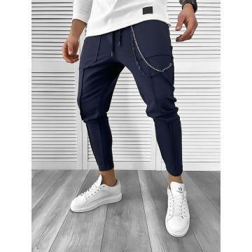 Pantaloni de trening bleumarin conici cu defect DEF10142 P19-3.1