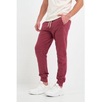 Pantaloni jogger cu snur de ajustare si model uni