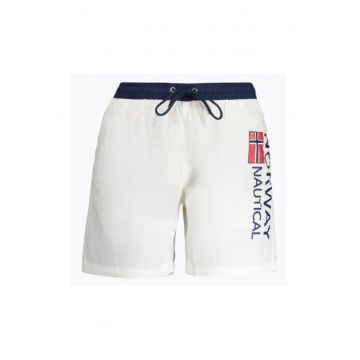 Pantaloni scurti barbati pentru inot cu imprimeu cu logo - croiala Regular fit - Alb