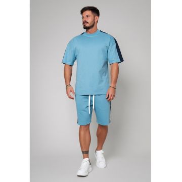 Set de tricou si pantaloni scurti cu garnituri contrastante - 2 piese